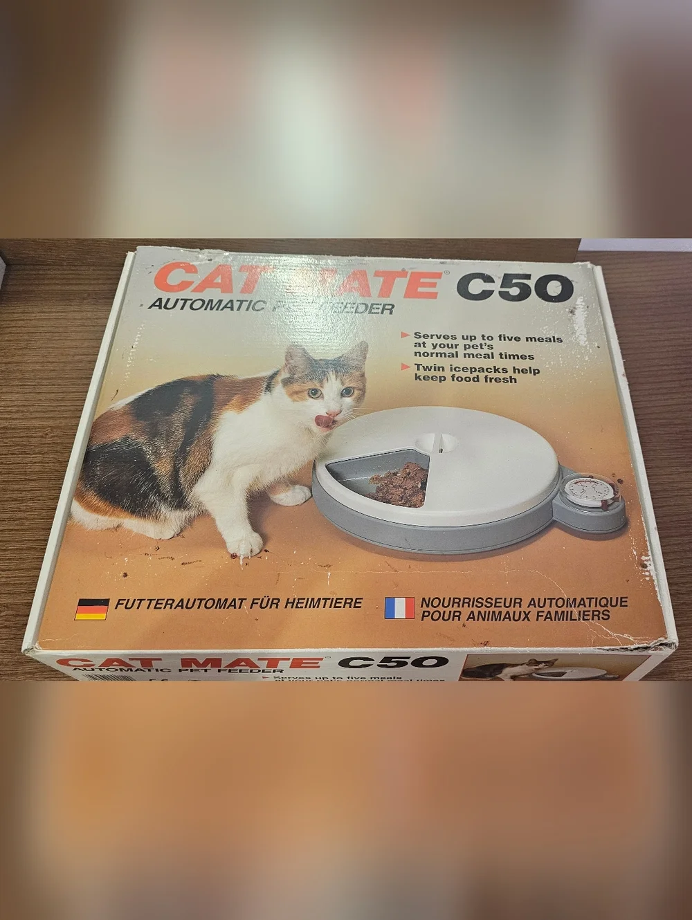 Cat Mate C50 Automatic 5 Meal Pet Feeder, 2 Ice Packs, Instructions, WORKS GREAT